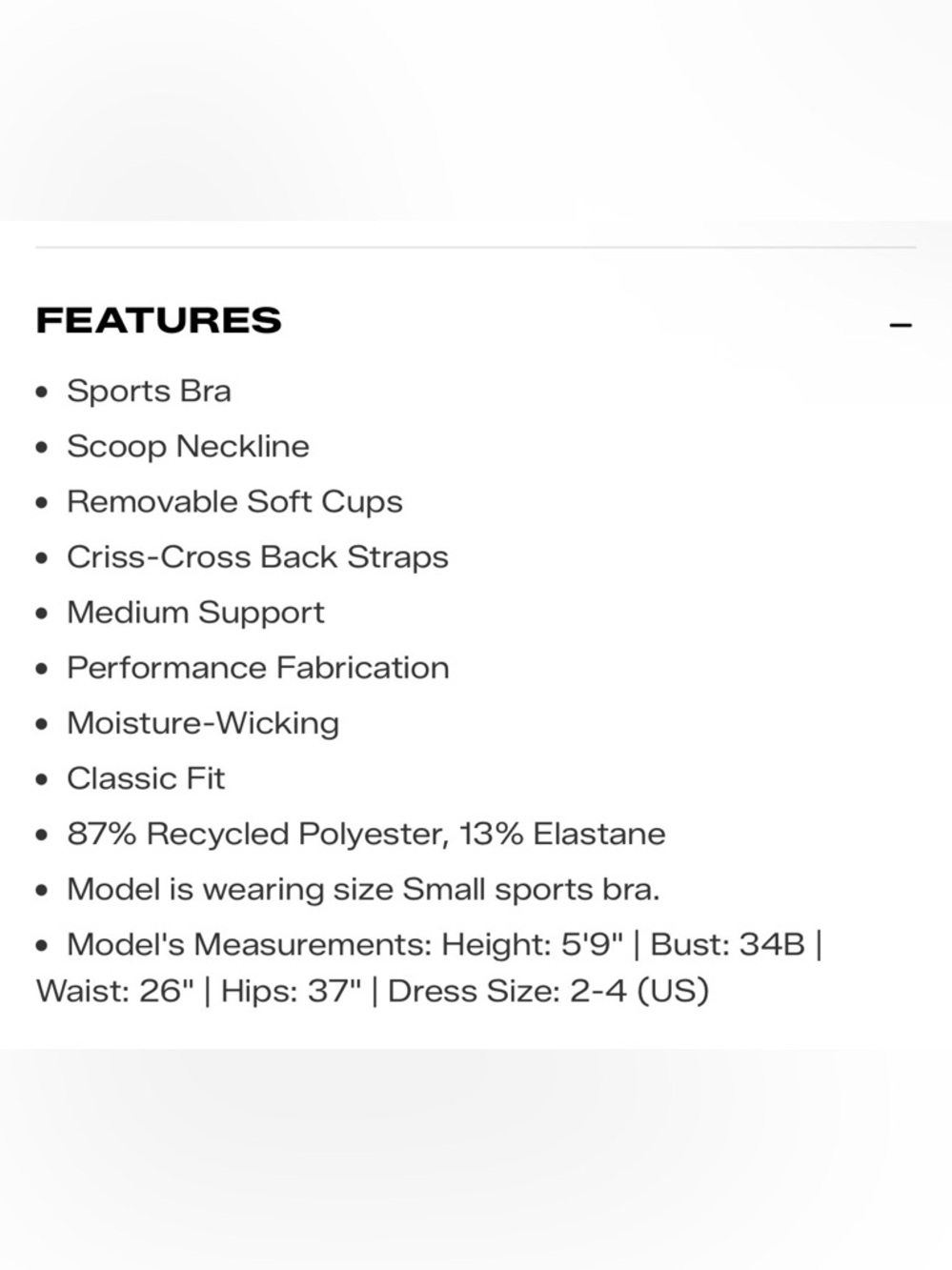Vuori long line elevation bra black XS - Picture 4 of 7